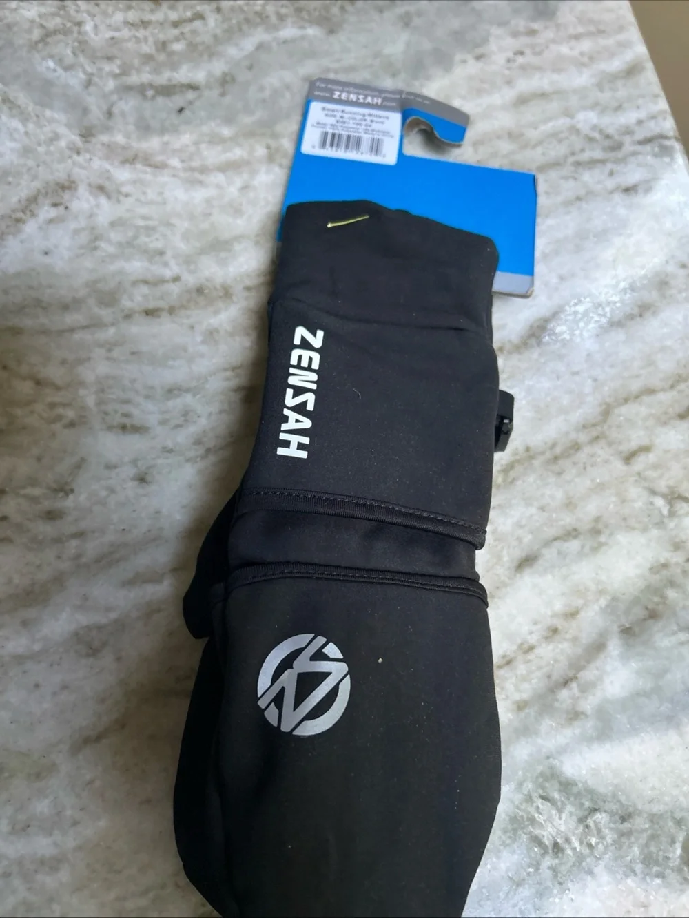 Zensah Smart Running Mittens M Black Convertible Winter Gloves Touchscreen New